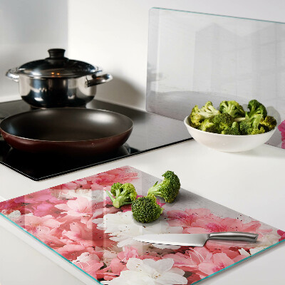 Szklana deska do krojenia Kwiaty w odcieniach różu i bieli