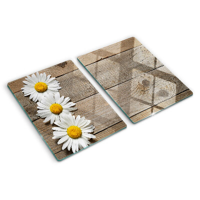 Tabla para cortar Flores sobre un fondo de madera