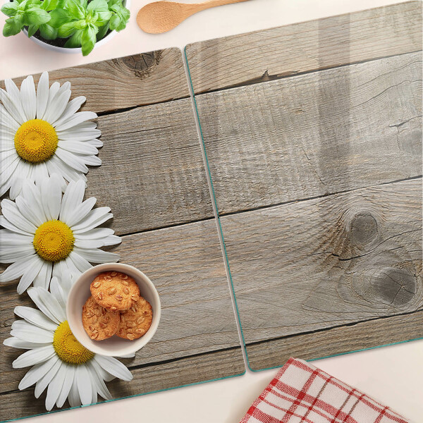 Tabla para cortar Flores sobre un fondo de madera