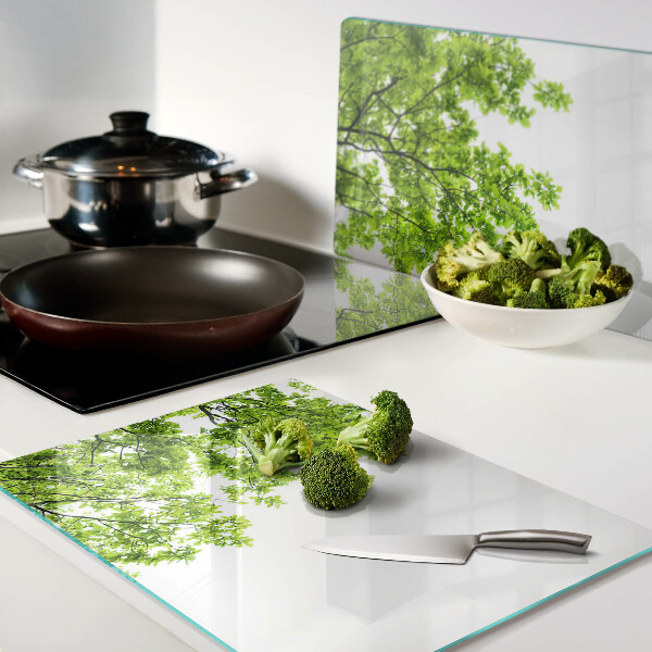 Tabla de cocina Hojas verdes contra el cielo