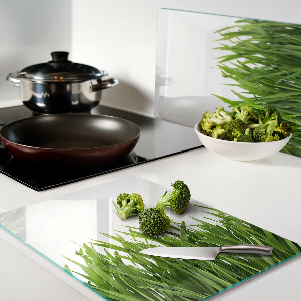 Tabla de cortar de cristal Hierba verde