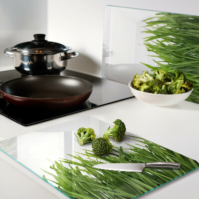 Tabla de cortar de cristal Hierba verde