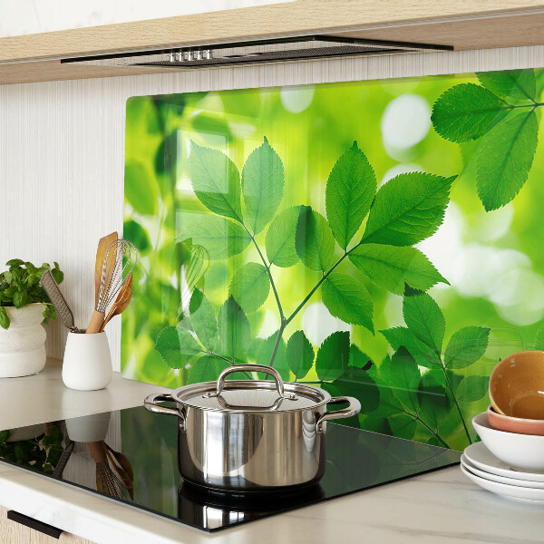 Tabla de cortar Hojas sobre un fondo verde