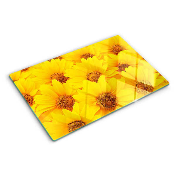 Tabla de cortar Girasoles sobre fondo amarillo