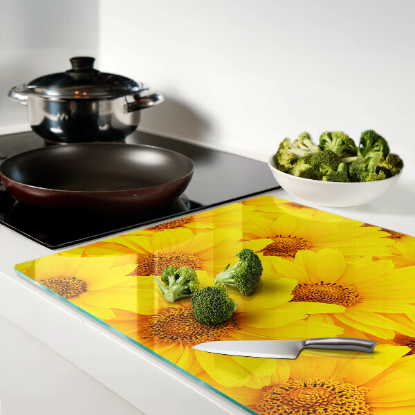 Tabla de cortar Girasoles sobre fondo amarillo