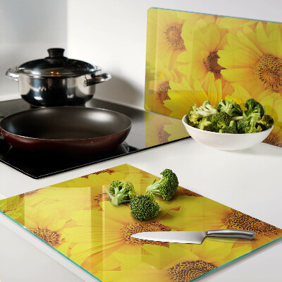 Tabla de cortar Girasoles sobre fondo amarillo