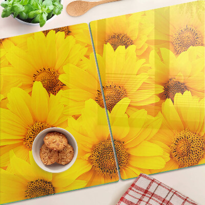Tabla de cortar Girasoles sobre fondo amarillo