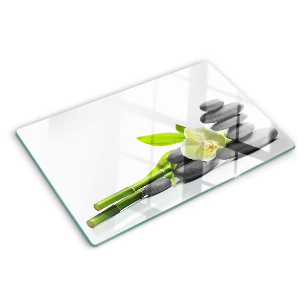 Tabla de cocina Orquídea y piedras de spa