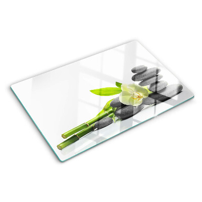Tabla de cocina Orquídea y piedras de spa