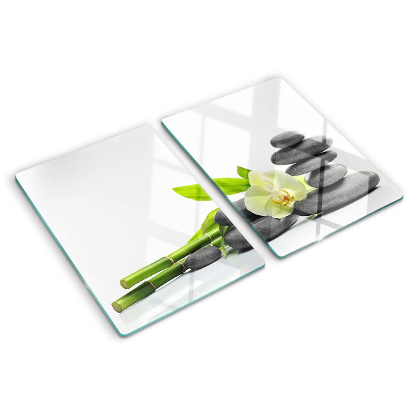 Tabla de cocina Orquídea y piedras de spa