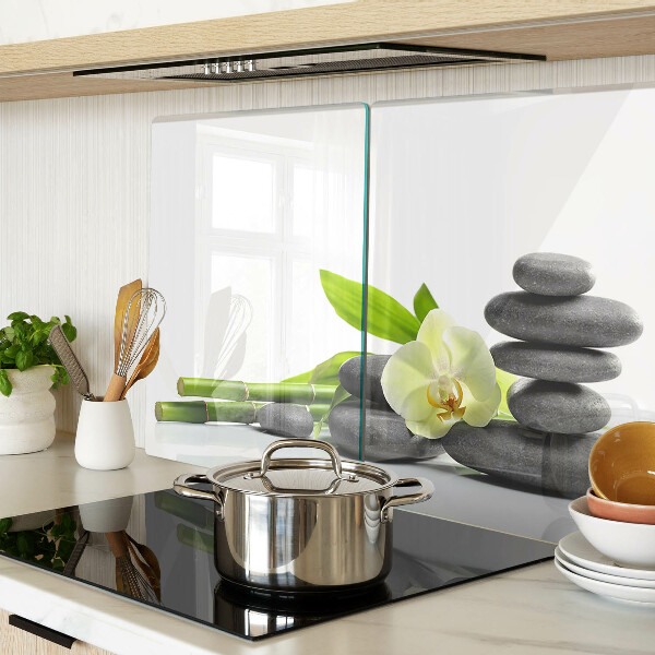 Deska kuchenna szklana Orchidea i kamienie spa