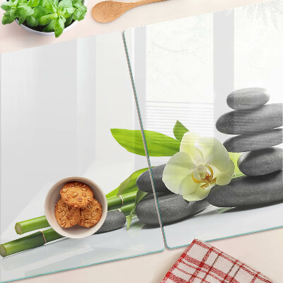 Tabla de cocina Orquídea y piedras de spa