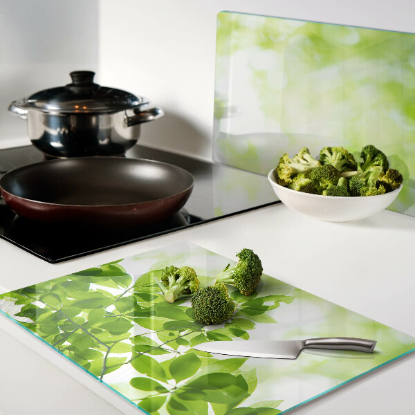 Tabla de cortar de cristal Hojas verdes a la luz