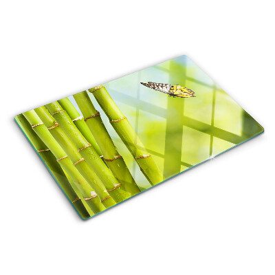 Tabla de cocina Diseño de bambú y mariposa.