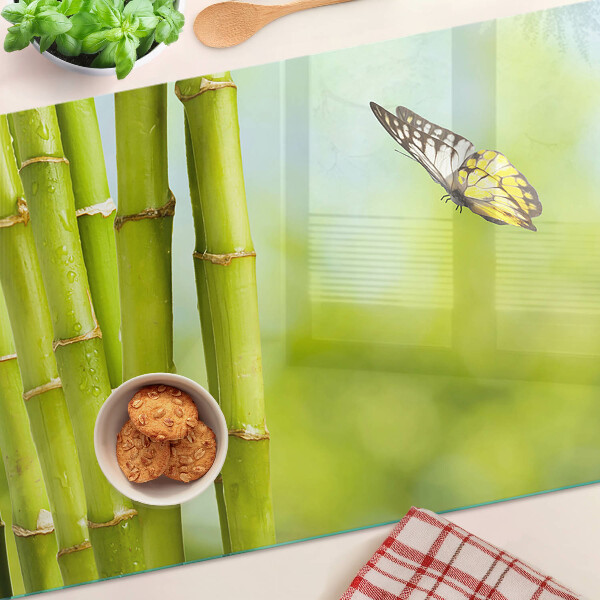 Tabla de cocina Diseño de bambú y mariposa.