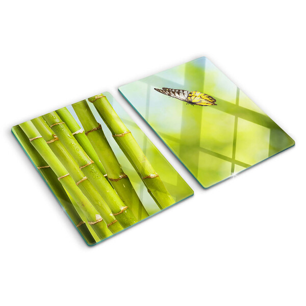 Tabla de cocina Diseño de bambú y mariposa.