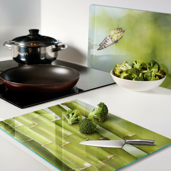 Tabla de cocina Diseño de bambú y mariposa.