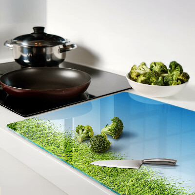 Szklana deska kuchenna Zielona łąka pod błękitnym niebem