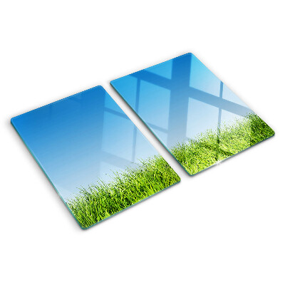 Tabla de cortar de cristal Prado verde bajo un cielo azul