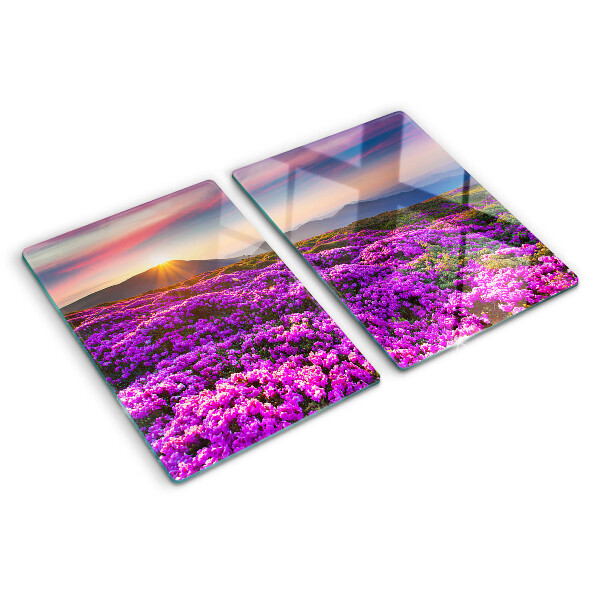 Tabla de cortar Paisaje floral al atardecer