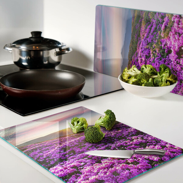 Tabla de cortar Paisaje floral al atardecer