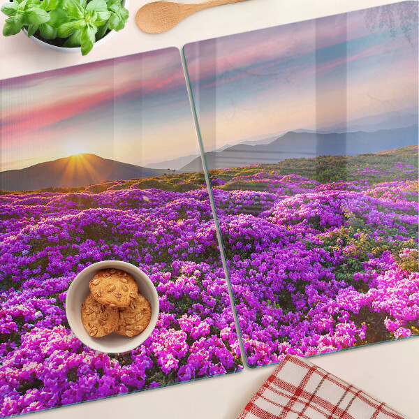 Tabla de cortar Paisaje floral al atardecer