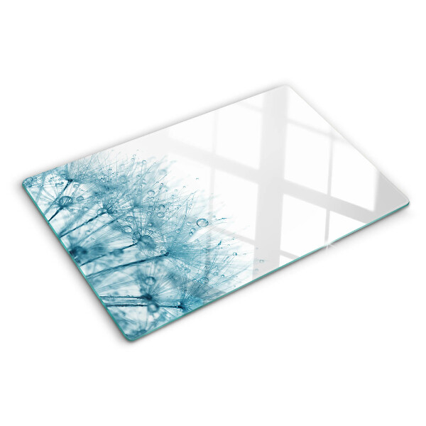 Tabla de cocina Dientes de león con gotas de agua