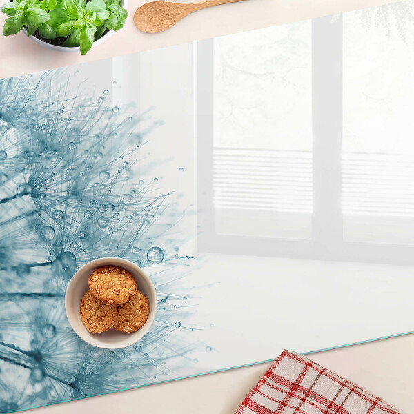 Szklana deska do krojenia Dmuchawce z kroplami wody