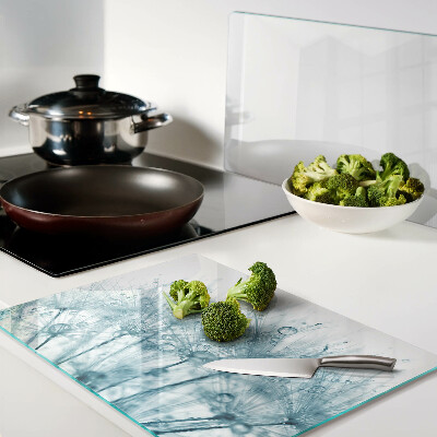 Tabla de cocina Dientes de león con gotas de agua