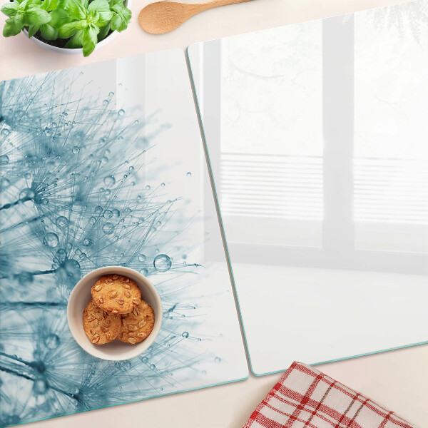 Tabla de cocina Dientes de león con gotas de agua