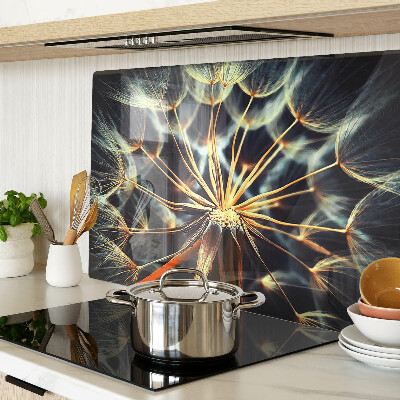 Tabla de cortar de cristal Dientes de león en la fotografía macro