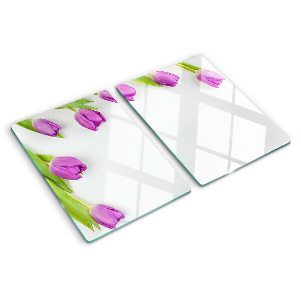 Szklana deska do krojenia Tulipany na białym tle