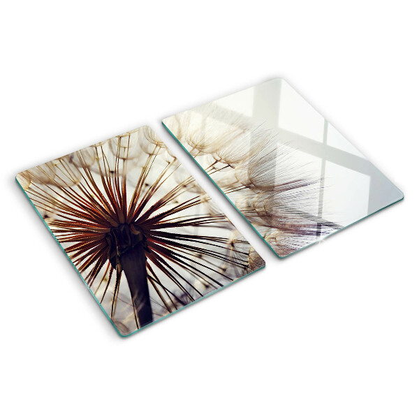 Tabla de cortar de cristal Dientes de león a la luz