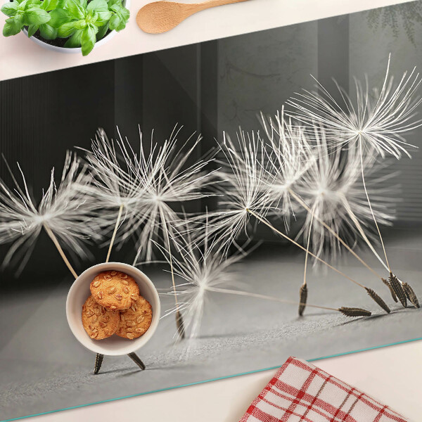 Szklana deska kuchenna Puchate dmuchawce na tle monochromatycznym