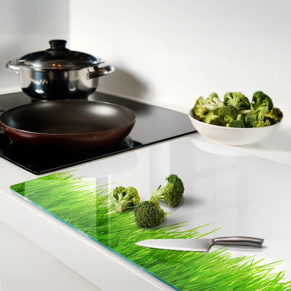 Tabla de cortar de cristal Hierba verde