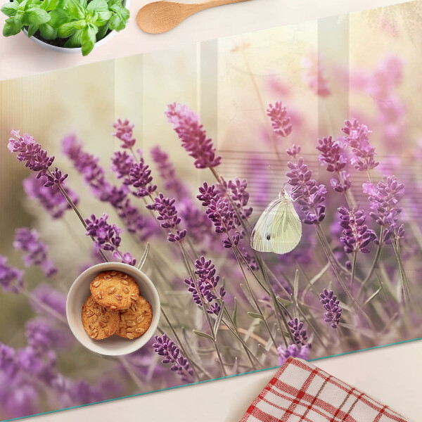 Tabla para cortar Campo de lavanda con una mariposa