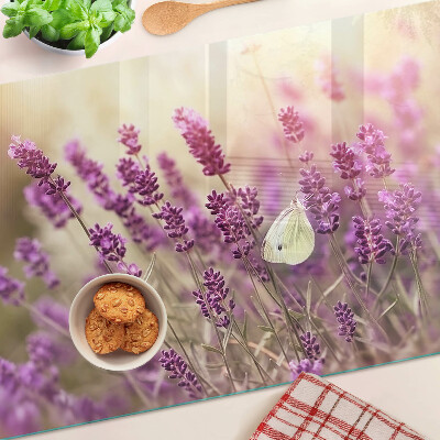 Tabla para cortar Campo de lavanda con una mariposa