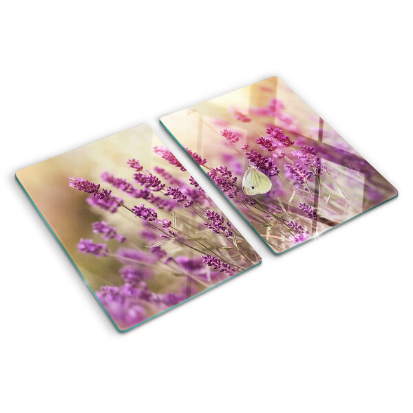 Tabla para cortar Campo de lavanda con una mariposa