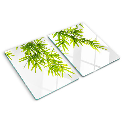 Szklana deska kuchenna Liście bambusa na tle okna