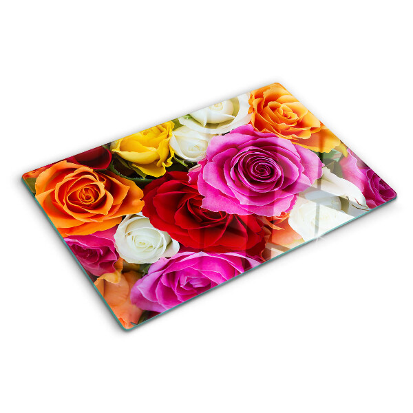Tabla de cocina Flores de rosa en diferentes colores.