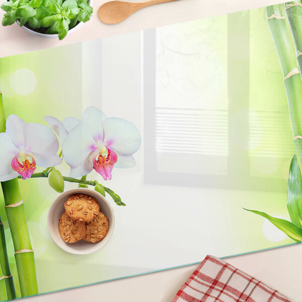 Tabla de cortar Orquídeas y bambú