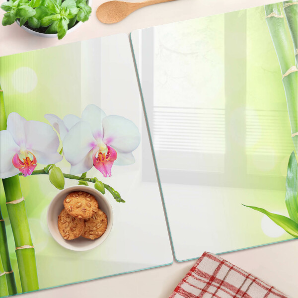 Deska kuchenna szklana Orchidee i bambus