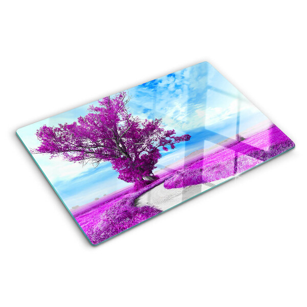 Tabla de cocina Un árbol morado contra el cielo.