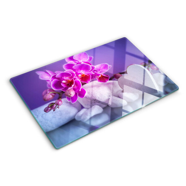 Tabla para cortar Orquídeas sobre piedras