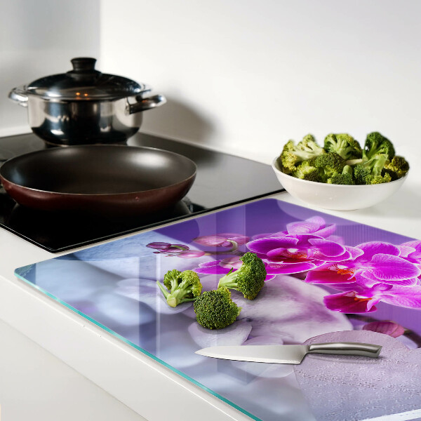 Tabla para cortar Orquídeas sobre piedras