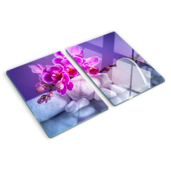 Tabla para cortar Orquídeas sobre piedras
