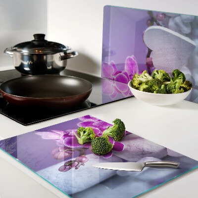 Tabla para cortar Orquídeas sobre piedras