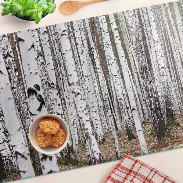 Szklana deska do krojenia Białe pnie drzew birchowych