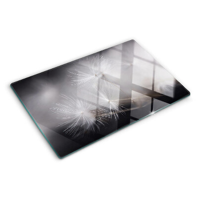 Tabla de cocina Dientes de león esponjosos contra el fondo de la ventana