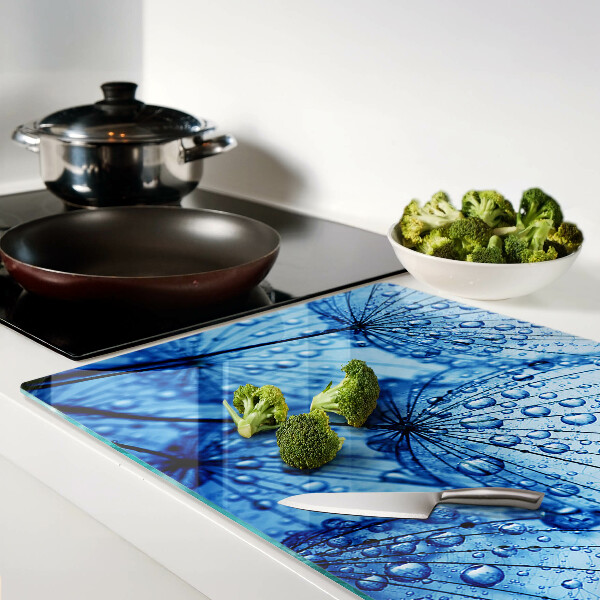 Tabla de cortar de cristal Flores con gotas de agua